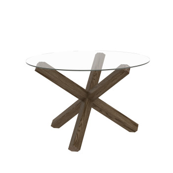 Обеденный стол TURIN D120xH75см, стеклянная столешница, ножки из темного дуба Обеденный стол TURIN D120xH75см, стеклянная столешница, ножки из темного дуба