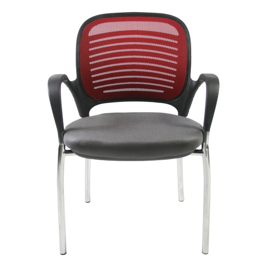 Klienta krēsls TORINO 59x59xH84cm, sēdeklis: audums, krāsa: pelēka, atzveltne: siets, krāsa: bordosarkana, rāmis: Klienta krēsls TORINO 59x59xH84cm, sēdeklis: audums, krāsa: pelēka, atzveltne: siets, krāsa: bordosarkana, rāmis: