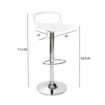 Барный стул ANDY, 39x35xH77,5-98cм, цвет: белый Барный стул ANDY, 39x35xH77,5-98cм, цвет: белый