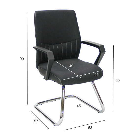 Klienta krēsls ANGELO 58x57xH90cm, sēdvieta un atzveltne: audums, krāsa: melns, rāmis: hroms Klienta krēsls ANGELO 58x57xH90cm, sēdvieta un atzveltne: audums, krāsa: melns, rāmis: hroms