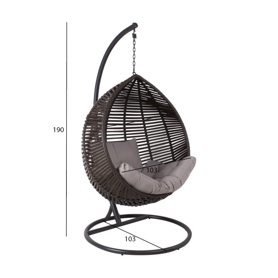 Piekaramais krēsls CHESTNUT 103x103xH190cm, tumši brūns