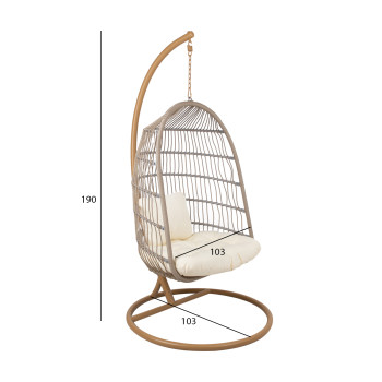 Подвесное кресло CORDY 103x103xH190см, светло-серый плетение веревок Подвесное кресло CORDY 103x103xH190см, светло-серый плетение веревок