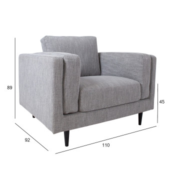 Кресло LISBON 110x92xH89см, серое Кресло LISBON 110x92xH89см, серое