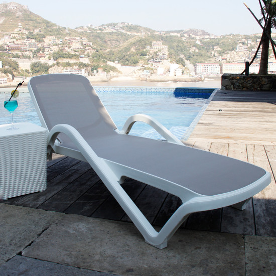 Шезлонг RESORT, бежевый / белый