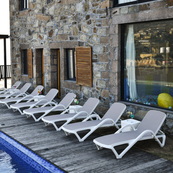 Шезлонг RESORT, бежевый / белый