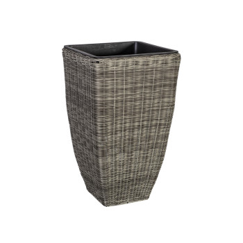 Puķu pods WICKER 21x21xH36cm, plastikāta pinums, krāsa: pelēka Puķu pods WICKER 21x21xH36cm, plastikāta pinums, krāsa: pelēka
