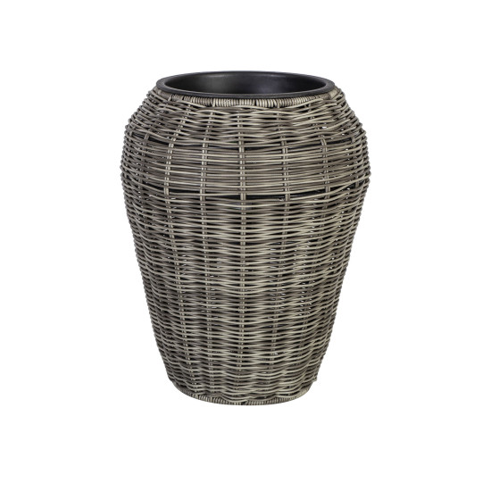 Puķu pods WICKER D28xH35cm, plastikāta pinums, krāsa: pelēka Puķu pods WICKER D28xH35cm, plastikāta pinums, krāsa: pelēka