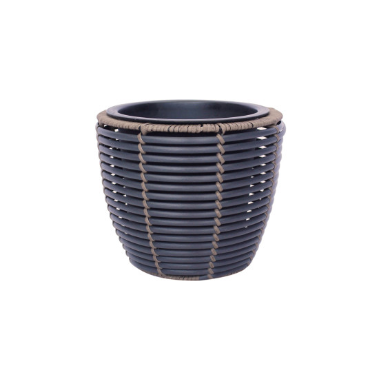 Puķupods WICKER D24x20cm, plastmasas pinums, krāsa: tumši pelēks Puķupods WICKER D24x20cm, plastmasas pinums, krāsa: tumši pelēks