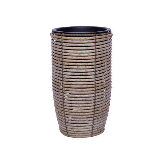 Puķupods WICKER D44x36cm, plastmasas pinums, krāsa: pelēks Puķupods WICKER D44x36cm, plastmasas pinums, krāsa: pelēks