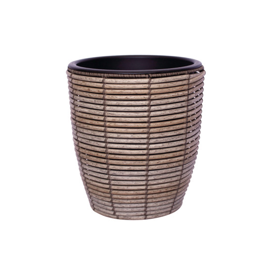 Puķupods WICKER 28x28x30cm, plastmasas pinums, krāsa: pelēks