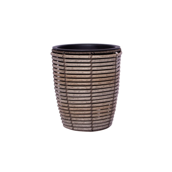 Puķupods WICKER 21x21x24cm, plastmasas pinums, krāsa: pelēks