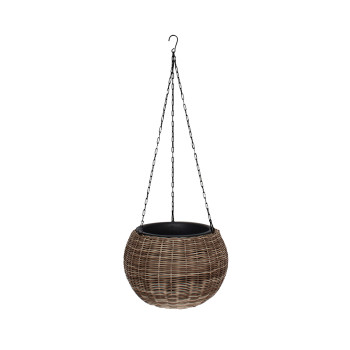 Piekarināms puķupods WICKER D32xH22cm, plastmasas pinums, krāsa: bēšs Piekarināms puķupods WICKER D32xH22cm, plastmasas pinums, krāsa: bēšs