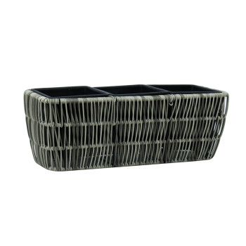 Puķu kaste WICKER 43x16xH16cm, pelēka Puķu kaste WICKER 43x16xH16cm, pelēka