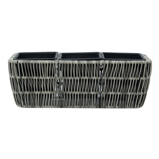 Puķu kaste WICKER 43x16xH16cm, pelēka
