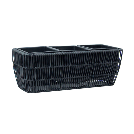 Puķu kaste WICKER 43x16xH16cm, melna