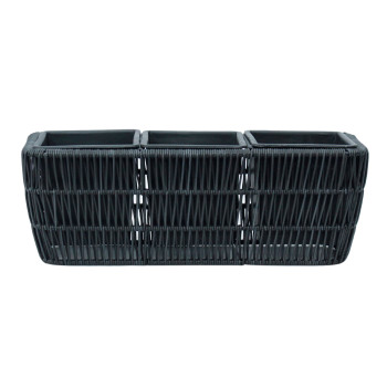 Puķu kaste WICKER 43x16xH16cm, melna Puķu kaste WICKER 43x16xH16cm, melna