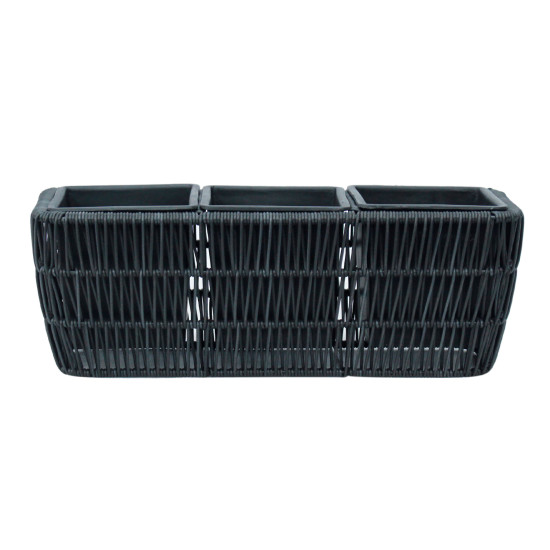 Puķu kaste WICKER 43x16xH16cm, melna