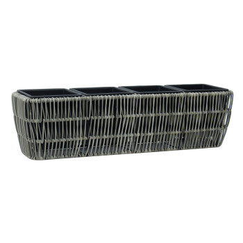 Puķu kaste WICKER 57x16xH16cm, pelēka Puķu kaste WICKER 57x16xH16cm, pelēka