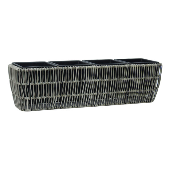 Puķu kaste WICKER 57x16xH16cm, pelēka Puķu kaste WICKER 57x16xH16cm, pelēka
