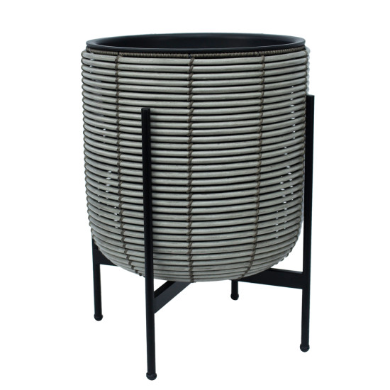 Puķu pods WICKER ar statīvu 38x38xH49cm, pelēks Puķu pods WICKER ar statīvu 38x38xH49cm, pelēks