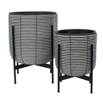 Puķu pods WICKER ar statīvu 38x38xH49cm, pelēks Puķu pods WICKER ar statīvu 38x38xH49cm, pelēks