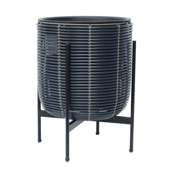 Puķu pods WICKER ar statīvu 38x38xH49cm, melns Puķu pods WICKER ar statīvu 38x38xH49cm, melns