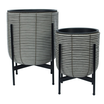 Puķu pods WICKER ar statīvu 30x30xH38cm, pelēks Puķu pods WICKER ar statīvu 30x30xH38cm, pelēks