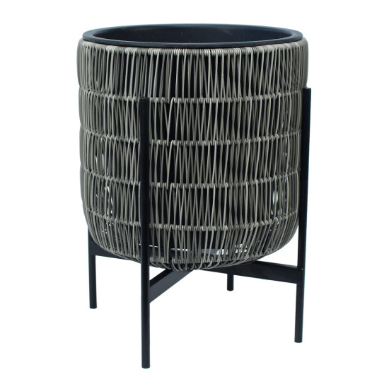 Puķu pods WICKER ar statīvu 38x38xH49cm, pelēks Puķu pods WICKER ar statīvu 38x38xH49cm, pelēks