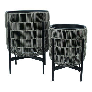 Puķu pods WICKER ar statīvu 38x38xH49cm, pelēks Puķu pods WICKER ar statīvu 38x38xH49cm, pelēks