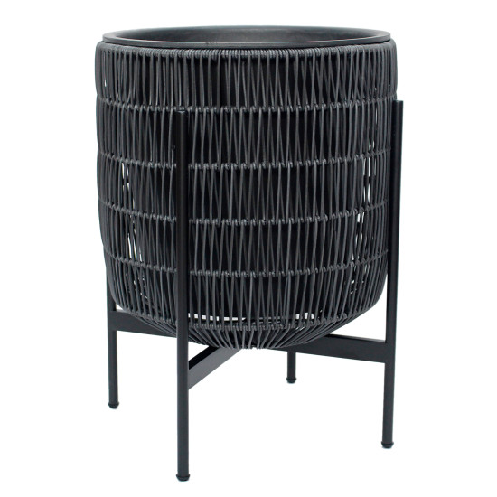 Puķu pods WICKER ar statīvu 38x38xH49cm, melns