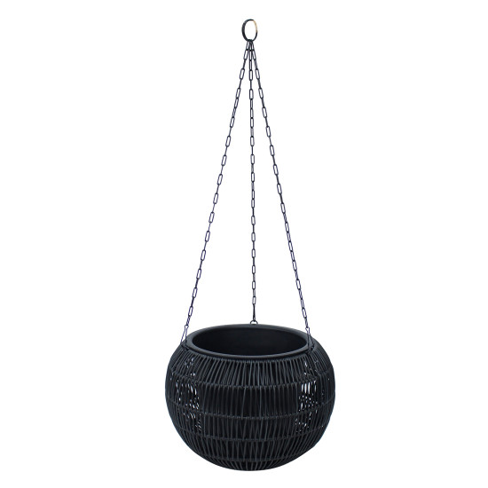 Piekarināms puķu pods WICKER D32xH22cm, melns Piekarināms puķu pods WICKER D32xH22cm, melns