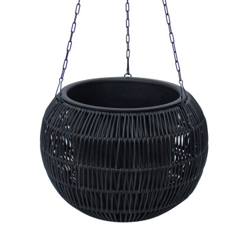 Piekarināms puķu pods WICKER D32xH22cm, melns Piekarināms puķu pods WICKER D32xH22cm, melns