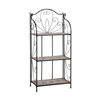 Полка MOSAIC 60x30xH128см, с 3 полками, мозаик: тёмно-серый/коричневый камень, металлическая рама, цвет: чёрный Полка MOSAIC 60x30xH128см, с 3 полками, мозаик: тёмно-серый/коричневый камень, металлическая рама, цвет: чёрный