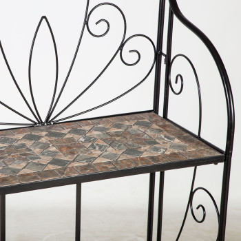 Полка MOSAIC 60x30xH128см, с 3 полками, мозаик: тёмно-серый/коричневый камень, металлическая рама, цвет: чёрный Полка MOSAIC 60x30xH128см, с 3 полками, мозаик: тёмно-серый/коричневый камень, металлическая рама, цвет: чёрный