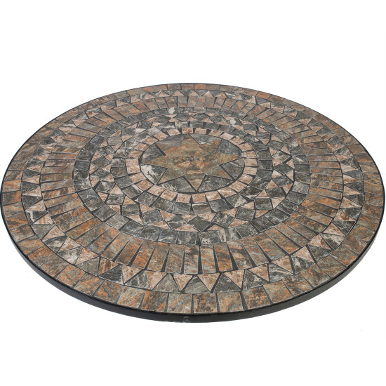 Стол MOSAIC D90xH70cм, мозаиковая плитка: тёмно-серый, металлическая рама, цвет: чёрный