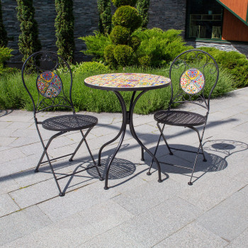 Садовый стул MOROCCO 38x38xH93см, складной, круглая спинка и сиденье, черная металлическая рама Садовый стул MOROCCO 38x38xH93см, складной, круглая спинка и сиденье, черная металлическая рама