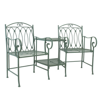 Садовая скамейка со столом MINT 155x68,5x91,5см, кованое железо, античный зеленый Садовая скамейка со столом MINT 155x68,5x91,5см, кованое железо, античный зеленый