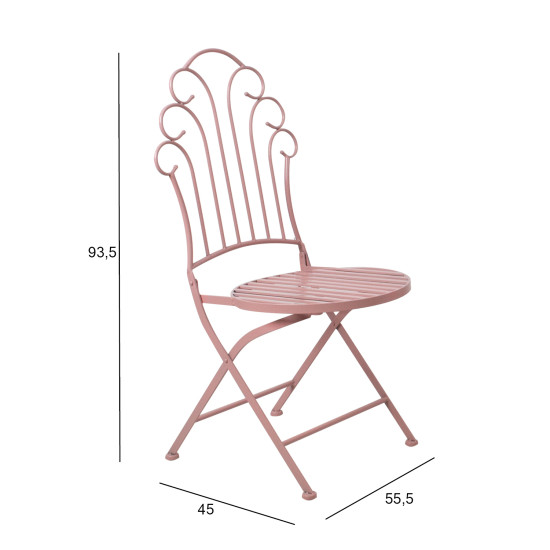 Стул ROSY складной 55,5x45x93,5см, кованое железо, розовый