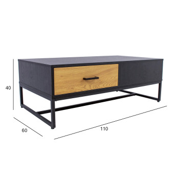 Diivanilaud AMSTERDAM 110x60xH40cm, tamm/must Diivanilaud AMSTERDAM 110x60xH40cm, tamm/must