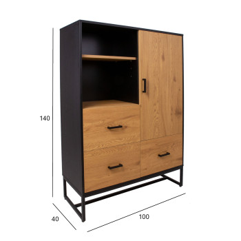 Kummut AMSTERDAM 100x40xH140cm, tamm/must Kummut AMSTERDAM 100x40xH140cm, tamm/must