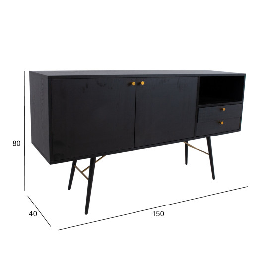 Kumode LUXEMBOURG 150x40xH80cm, melns / varš