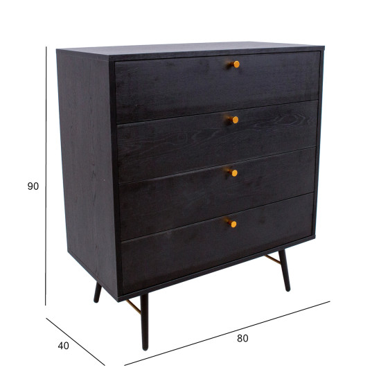 Kumode LUXEMBOURG 80x40xH90cm, melns / varš