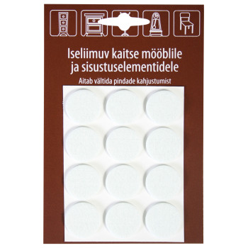 Mēbeļu aizsardzība filcs Ø23mm x 12gab balts Mēbeļu aizsardzība filcs Ø23mm x 12gab balts