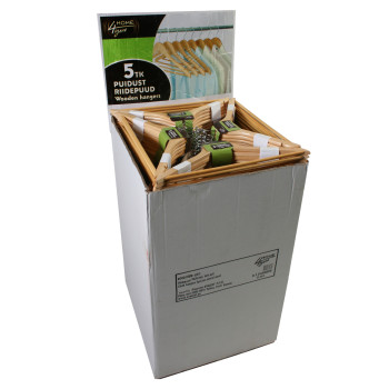 Drēbju pakaramais 5 gab, 45x22x1cm, lakots koks, gaiši Drēbju pakaramais 5 gab, 45x22x1cm, lakots koks, gaiši