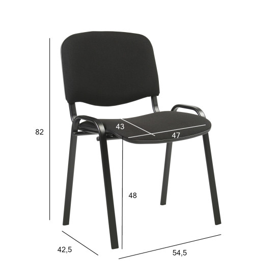 Apmeklētāja krēsls ISO 54,5xD42,5xH82/47cm, sēdeklis: audums, krāsa: melns, rāmis: melns Apmeklētāja krēsls ISO 54,5xD42,5xH82/47cm, sēdeklis: audums, krāsa: melns, rāmis: melns