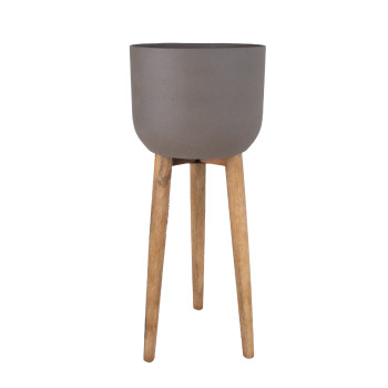Puķu pods SANDSTONE ar koka kājām D36,5xH86cm, brūns Puķu pods SANDSTONE ar koka kājām D36,5xH86cm, brūns