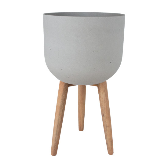 Puķu pods SANDSTONE ar koka kājām D40xH73,5cm, pelēks