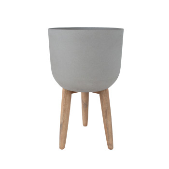 Puķu pods SANDSTONE ar koka kājām D36xH62,5cm, pelēks Puķu pods SANDSTONE ar koka kājām D36xH62,5cm, pelēks