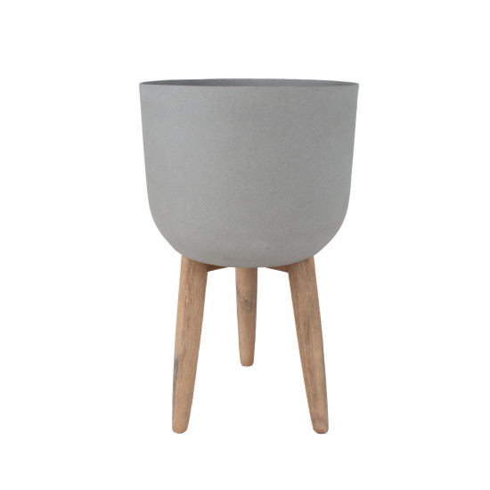 Puķu pods SANDSTONE ar koka kājām D36xH62,5cm, pelēks Puķu pods SANDSTONE ar koka kājām D36xH62,5cm, pelēks