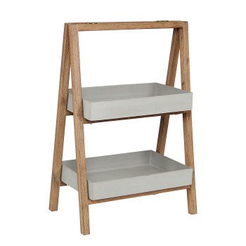 Полка SANDSTONE 70x40xH100см, полки: композитный камень, цвет: коричневый, деревянная рама из акации Полка SANDSTONE 70x40xH100см, полки: композитный камень, цвет: коричневый, деревянная рама из акации